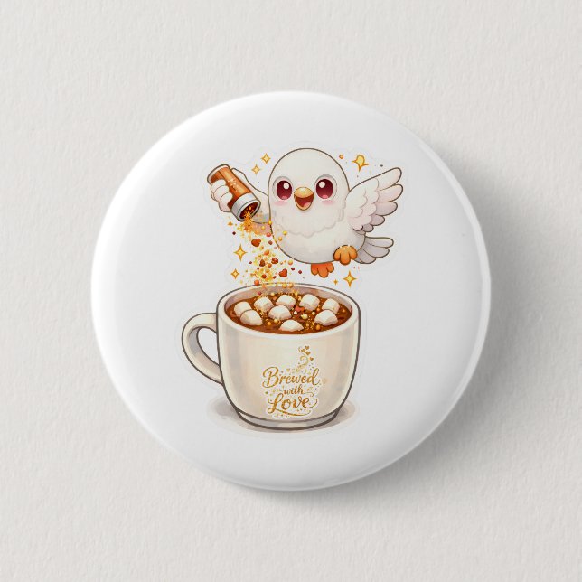 pidgy's coffee glitter v1  button (Front)