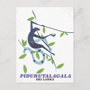 Pidurutalagala Sri Lanka travel poster. Postcard