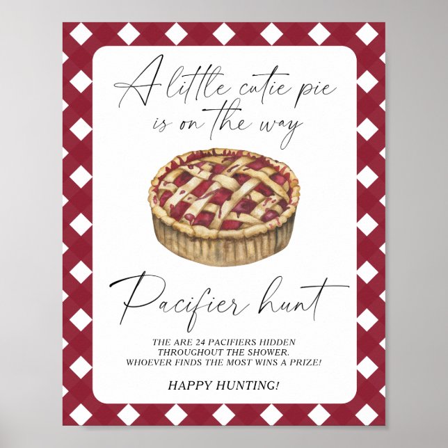 Pie baby shower game - pacifier hunt  poster (Front)