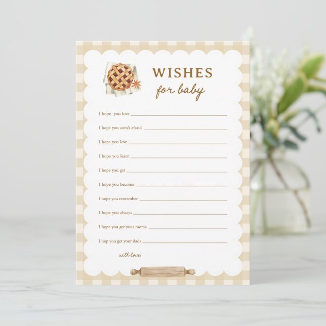 Pie Baby Shower Wishes For Baby Advice Cards (Standing Front)
