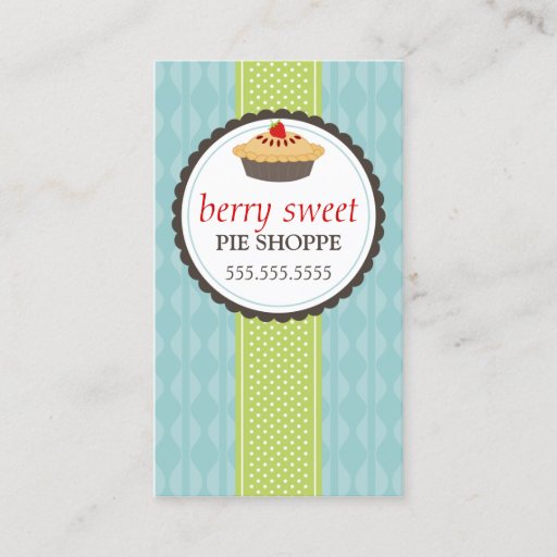Customizable Pie Bakery Blue Green Business Cards