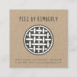 Pie Bakery Business Simple Minimalist Modern Black Square Business Card
