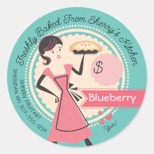 Pie baking bakery personalized price packaging cla classic round sticker