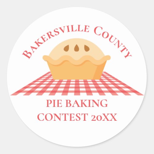 Pie Baking Contest Cute Custom Home Bakery Picnic Classic Round Sticker