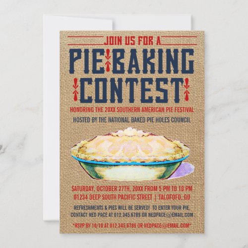 Pie Baking Contest Invitations