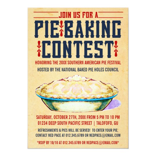 pie baking contest invitations