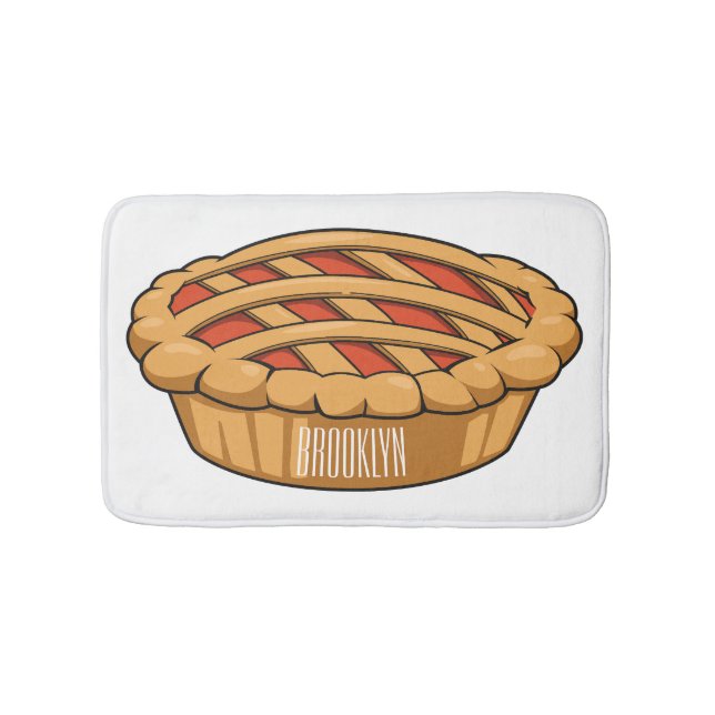 Pie cartoon illustration  bath mat (Front)