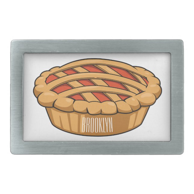 Pie cartoon illustration belt buckle (Front)