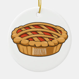Pie cartoon illustration ceramic ornament