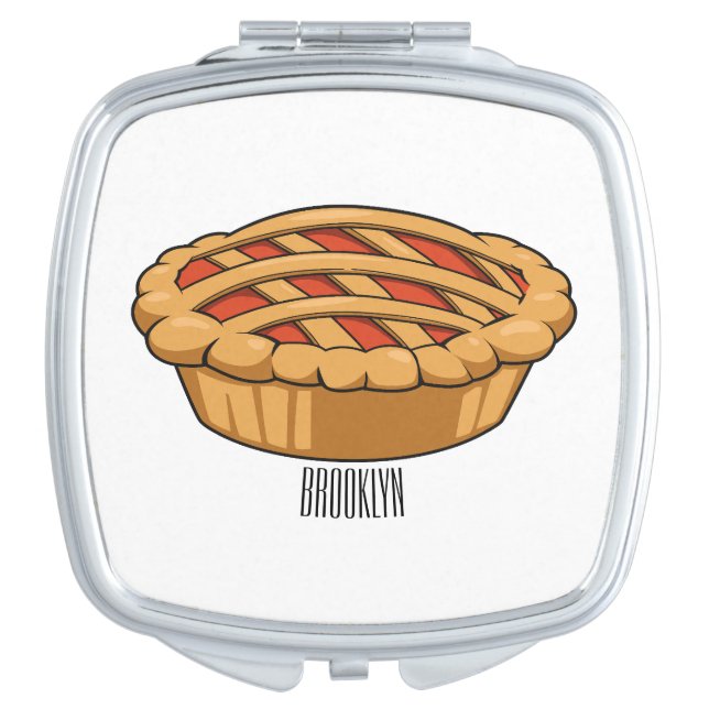 Pie cartoon illustration compact mirror (Front)