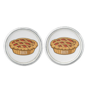 Pie cartoon illustration cufflinks