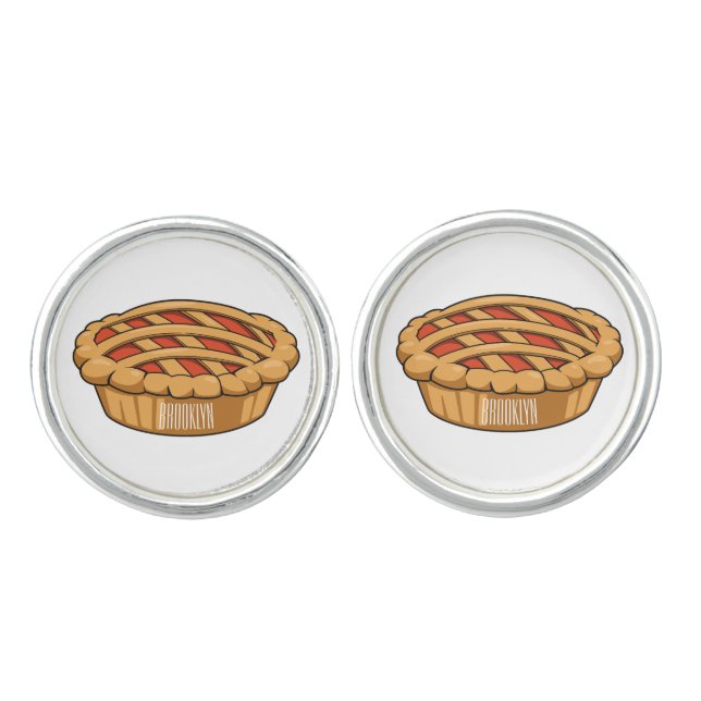 Pie cartoon illustration cufflinks (Front)