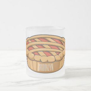 Pie cartoon illustration  frosted glass coffee mug
