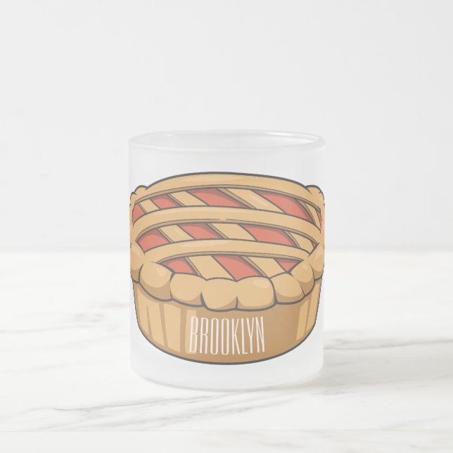 Pie cartoon illustration  frosted glass coffee mug (Center)