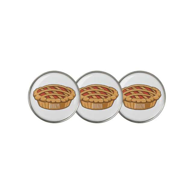 Pie cartoon illustration golf ball marker (3 Up)