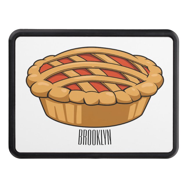 Pie cartoon illustration hitch cover (Front)