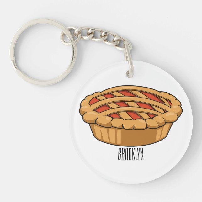 Pie cartoon illustration keychain (Front)