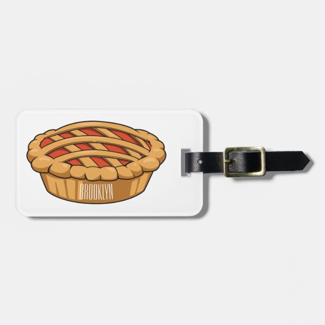 Pie cartoon illustration luggage tag (Front Horizontal)