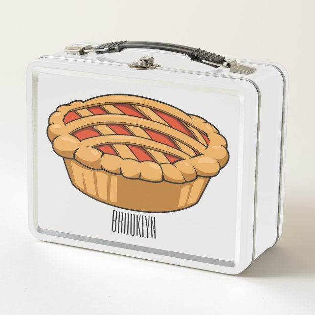 Pie cartoon illustration metal lunch box (Front)