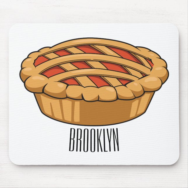 Pie cartoon illustration  mouse pad (Front)