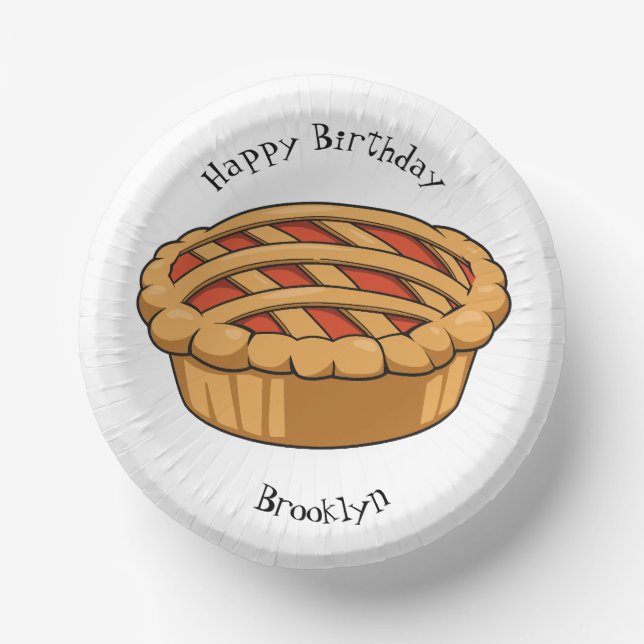 Pie cartoon illustration paper bowls (Front)