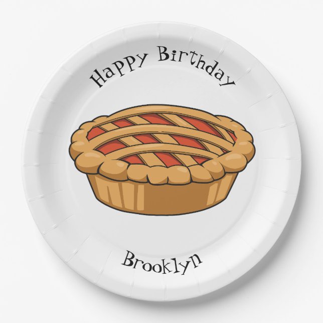 Pie cartoon illustration paper plates (Front)