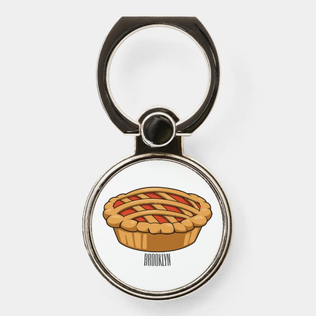 Pie cartoon illustration phone ring stand (Front)
