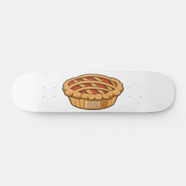 Pie cartoon illustration skateboard (Horz)