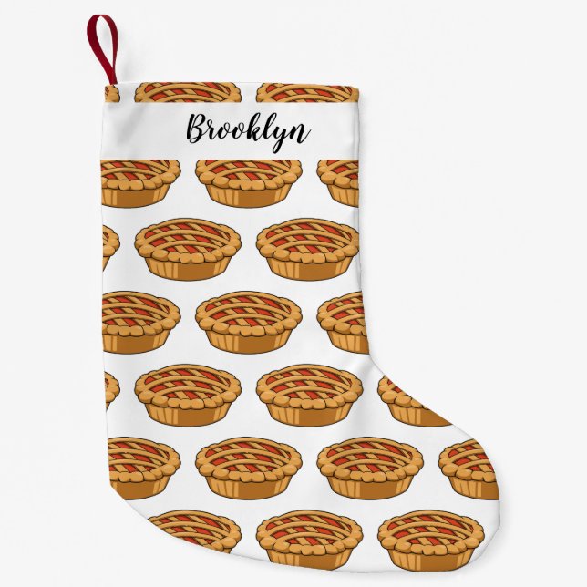 Pie cartoon illustration small christmas stocking (Front)