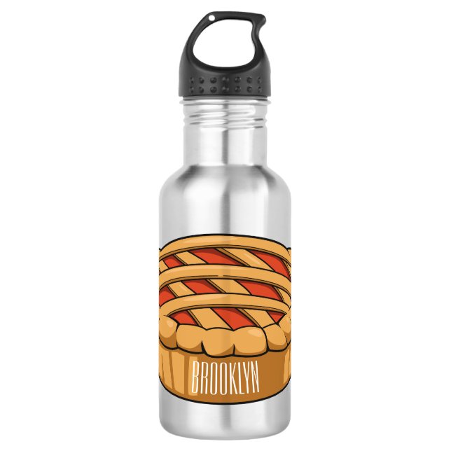 Pie cartoon illustration  stainless steel water bottle (Front)