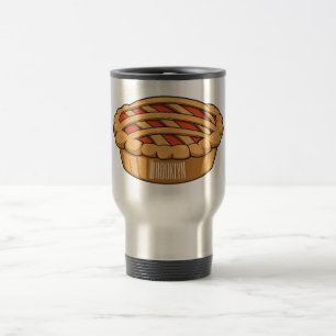 Pie cartoon illustration travel mug