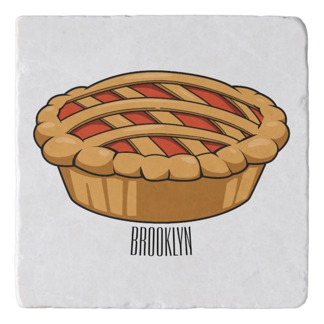 Pie cartoon illustration trivet (Front)