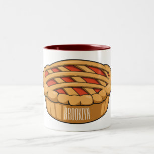 Pie cartoon illustration Two-Tone coffee mug
