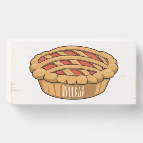 Pie cartoon illustration  wooden box sign
