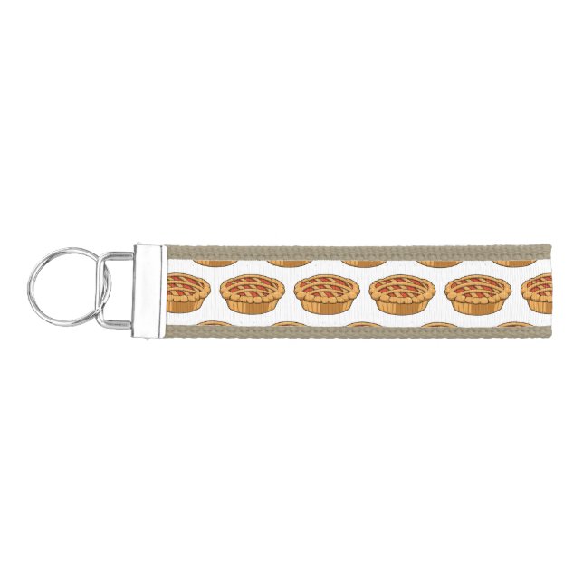 Pie cartoon illustration wrist keychain (Keys on Left)