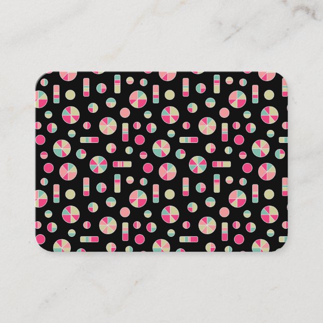 Pie Circles and Bars Pattern 271019v1 - Black Business Card (Front)