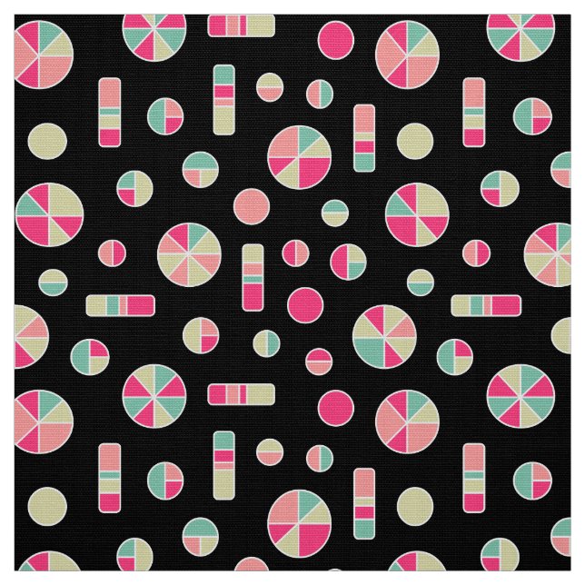 Pie Circles and Bars Pattern 271019v1 - Black Fabric (Swatch)