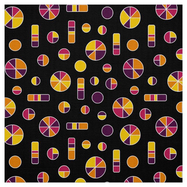 Pie Circles and Bars Pattern 271019v2 - Black Fabric (Swatch)