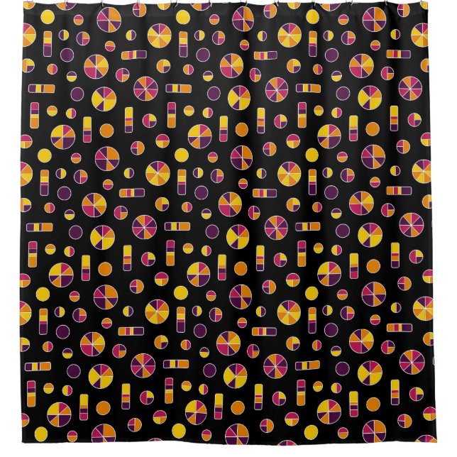 Pie Circles and Bars Pattern 271019v2 - Black Shower Curtain (Front)