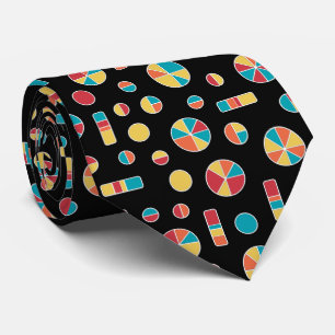 Pie Circles and Bars Pattern 271019v3 - Black Neck Tie