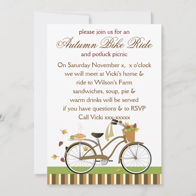 Pie Delivery Bicycle Invitation (Front)