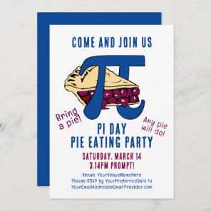 Pie Eating PI DAY Party Invitation