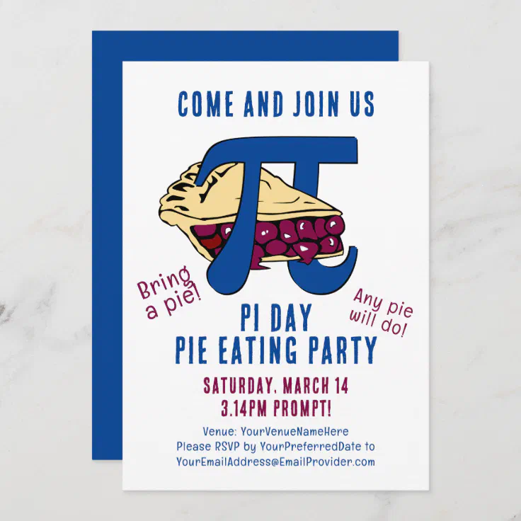 Pie Eating PI DAY Party Invitation Zazzle