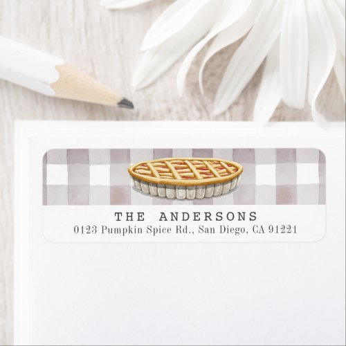 Pie Gray Gihgham Plaid Return Address Label