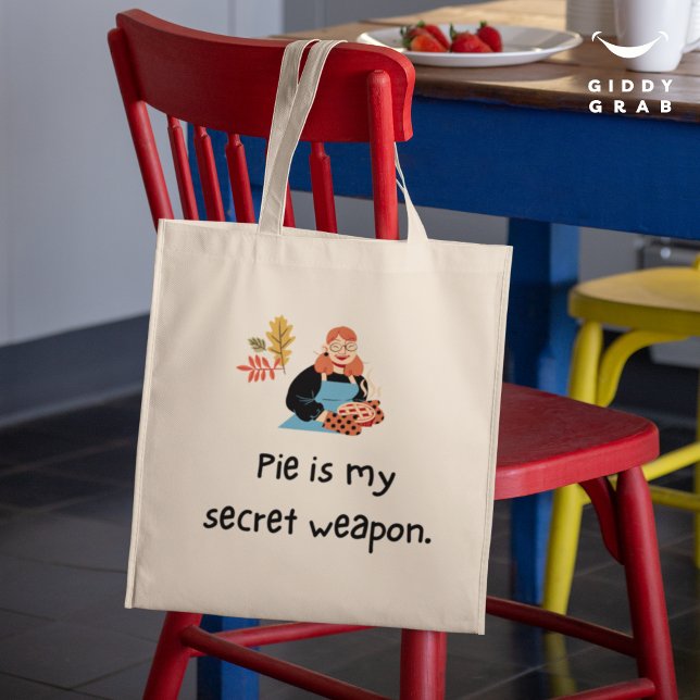 Pie is my secret weapon! Cute funny  Large Tote Bag (Creator Uploaded)