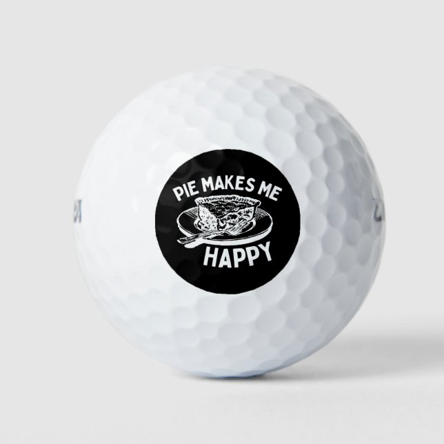 Pie Makes Me Happy Funny Pie Golf Balls (Front)