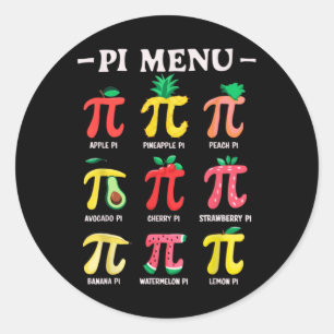 Pie Menu Funny Pi Day Pi 3.14 Math Teacher Pi Symb Classic Round Sticker