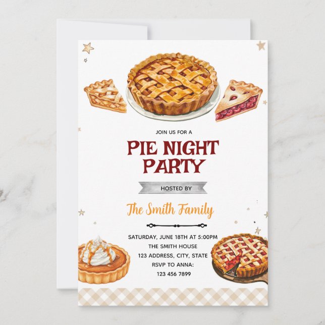 Pie party theme invitation (Front)