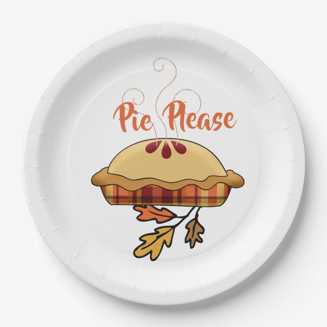 Pie Please | Apple Pie | Thanksgiving Holiday Paper Plates (Front)
