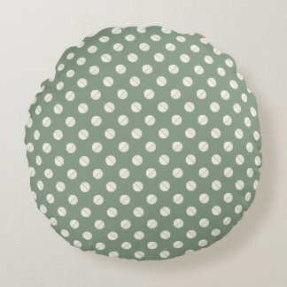 Pie Polkadot" Sage & Tonal Cream Round Pillow